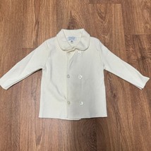Magil Baby Italy Baby Boys Double Breasted Cream Cardigan Sweater Knit Size 12M - £18.58 GBP