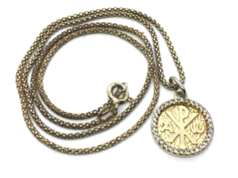 Gilt Sterling Medal of Peace Our Lady of Scapular Religious 16“ Cable Link Chain - £50.67 GBP