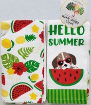 2 Different Jumbo TOWELS(16&quot;x26&quot;)HELLO Summer,Dog,Watermelons,Lemons &amp; Leaves,Hw - £11.60 GBP