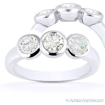 Round Cut Forever Brilliant Moissanite 3-Stone Engagement Ring in 14k White Gold - £674.96 GBP+
