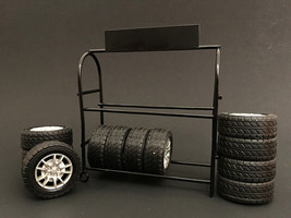 Metal Tire Rack with Rims and Tires for 1/24 Scale Models by American Diorama - £19.40 GBP