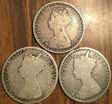 1853 1855 1858 Lot Of 3 Uk Gb Great Britain Silver Florin Two Shillings Coins - £57.35 GBP