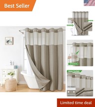 Luxury Linen Textured Waterproof Shower Curtain with Snap-in Liner &amp; Mes... - $54.00