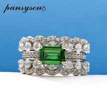 Luxury Created Moissanite Emerald Gemstone Rings for Women Men Anniversary 925 S - £42.82 GBP