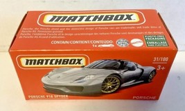 NEW Mattel HFT98 Matchbox Power Grabs PORSCHE 918 SPYDER 31/100 Die-Cast... - $8.42