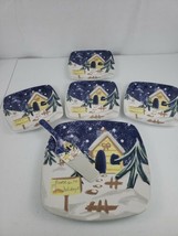 Wonderland Traditions 6 Pc Christmas Pie Cake Serving Set Tray Pie Server Plates - $29.99