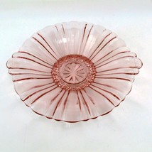 Pink Depression Glass Shallow Candy Dish Nut Bowl 1940s Cookie Plate Rou... - £15.80 GBP