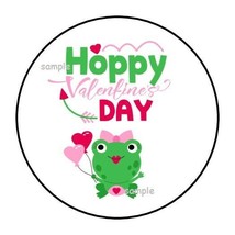 30 Happy Hoppy Valentine&#39;s Day Frog Envelope Seals Labels Stickers 1.5&quot; Round - £6.00 GBP