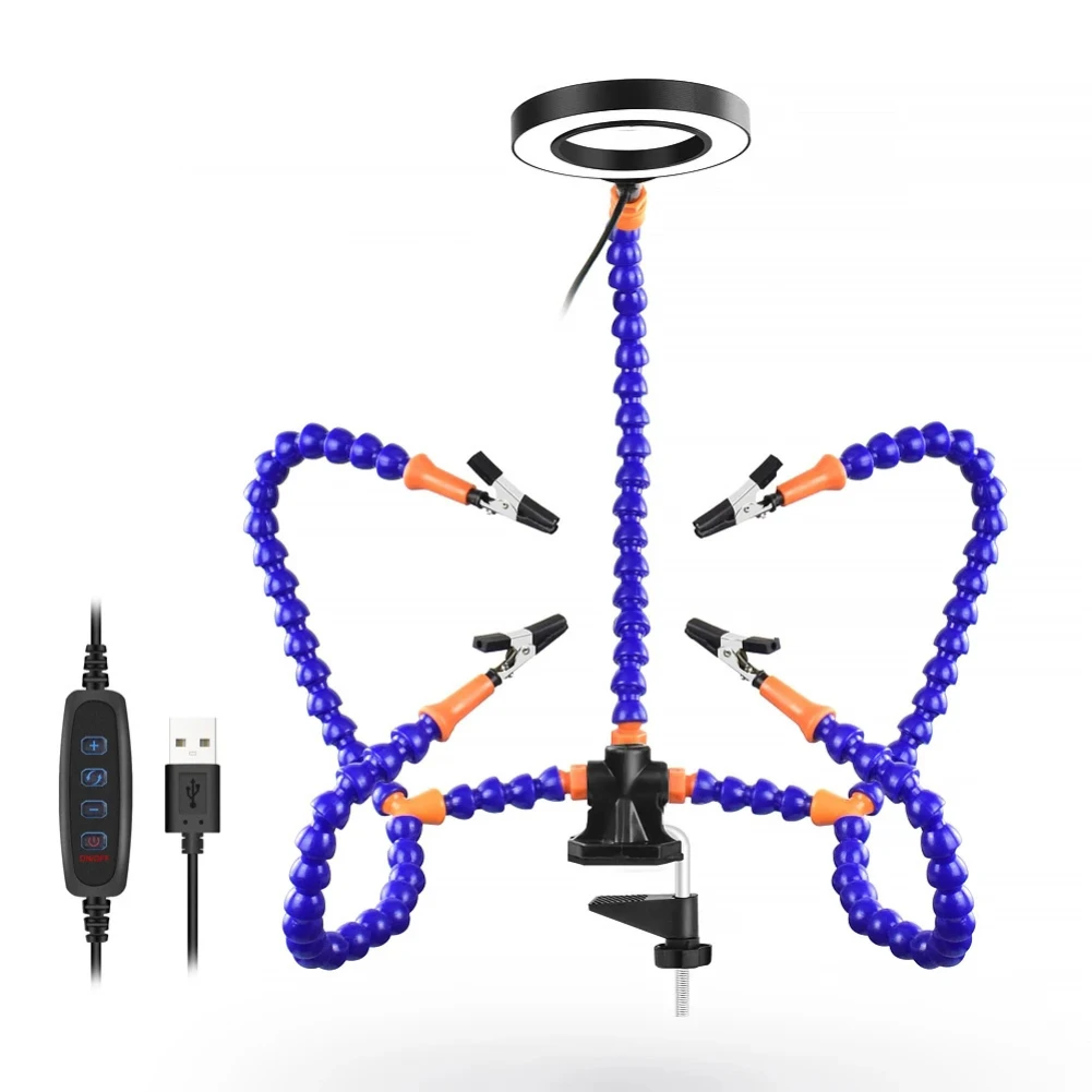 Welding Desk Clip PCB Soldering Holder 3X Magnifier With LED Light Welding Helpi - £50.13 GBP