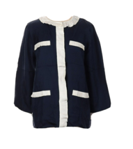 NWT J.Crew Collection Pleated Button-front Blouse in Navy Silk Twill Top S - £53.56 GBP