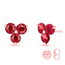 Galaxy Gold GG 1.5 Carat Total Weight 14K Solid Rose Gold Ruby Stud Earr... - £242.36 GBP