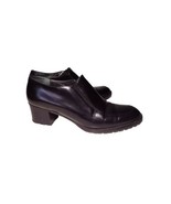 Cole Haan Leather Chunky Heel Loafers Sz 8.5 Black Vented Italy Academia... - £26.53 GBP