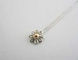 Tiffany &amp; Co Silver Gold Daisy Flower Necklace Pendant Charm Chain Gift Love - £359.84 GBP