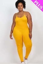 Plus Size Golden Yellow Spaghetti Strap  Solid Bodycon Cami Jumpsuit - £9.59 GBP