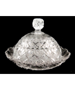 American Brilliant Glass Round Covered Butter Dish Cheese Dome Sawtooth ... - £79.32 GBP