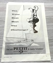Pettit Marine Paint Company Vintage Print Ad 1958 Meet the Challenge Trophy - $9.95