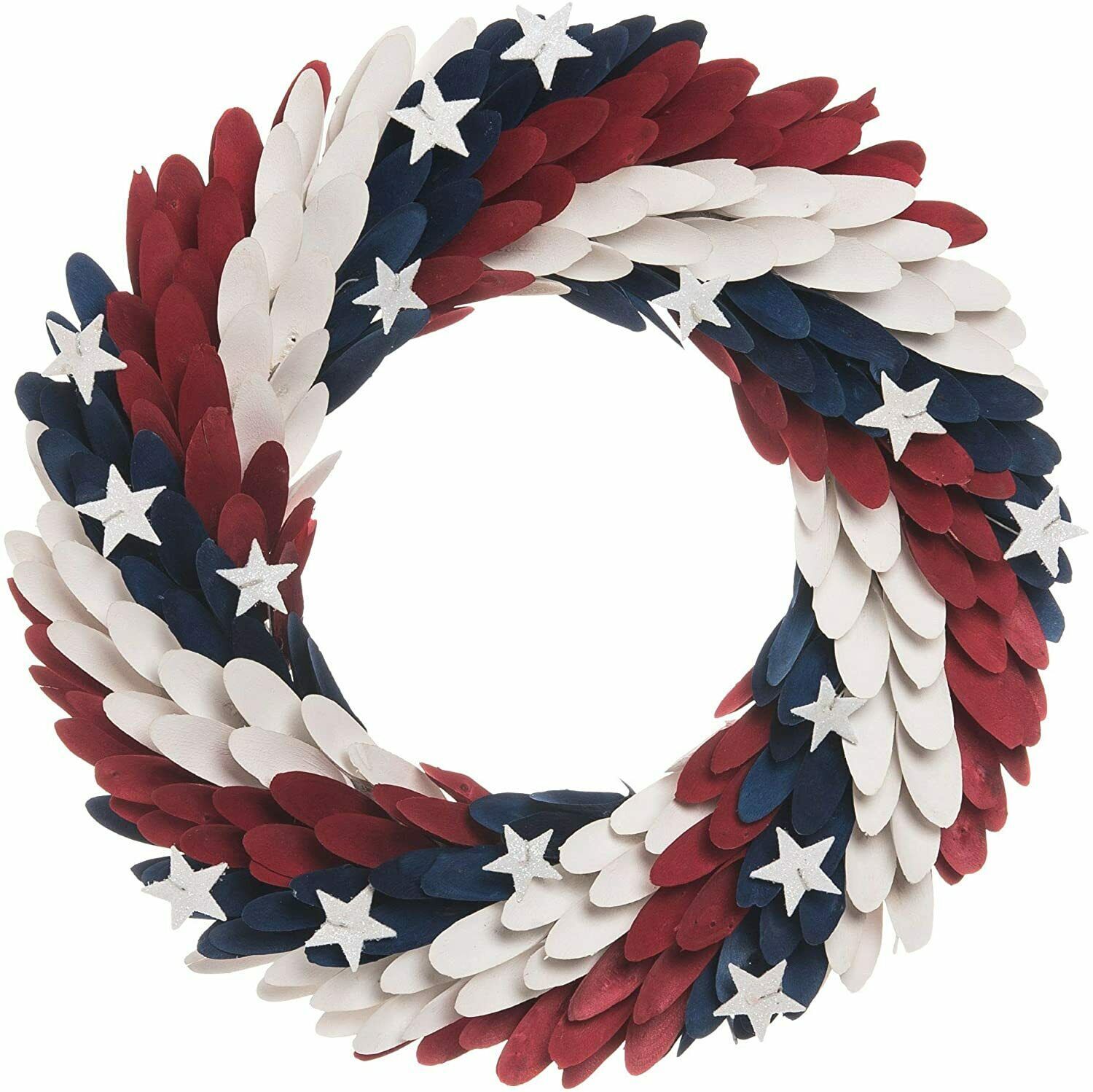 Primary image for Patriotic USA Styrofoam Wood Curl Wreath for Labor Day, Memorial Day (a) M5