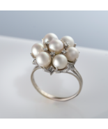 14k White Gold Pearl &amp; Diamond Cluster Ring Fine Estate Appraised At $1825. - $1,384.10 CAD