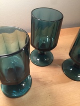 Denim blue goblets set of 3 made by Colony/Indiana Glass in the Nouveau pattern image 2