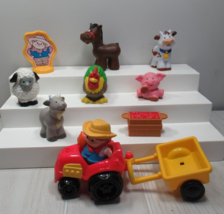 Fisher Price Little People farm lot farmer tractor turkey horse pig scarecrow - $20.48