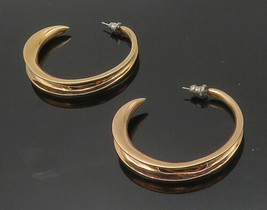 RLM STUDIO 925 Silver - Shiny Rose Gold Plated Concave J-Hoop Earrings - EG9229 - £75.15 GBP