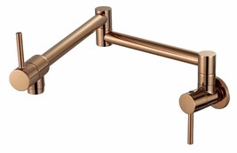 New Wall Mount brass Pot Filler Kitchen faucet Double Joint Spout rose gold  - £74.03 GBP