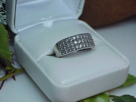 10K 1.00ct Round 36 Diamond 3 Row Band Ring Retail $3,495. Size 7 White gold - £751.65 GBP