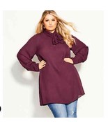 NWT City Chic Neck Tie Tunic - plum Size 12 - $51.56 CAD