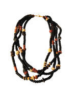 Vintage Boho Hippie Elegant Wooden Beaded Necklace 4 Strand 18 Inch - $31.79 CAD