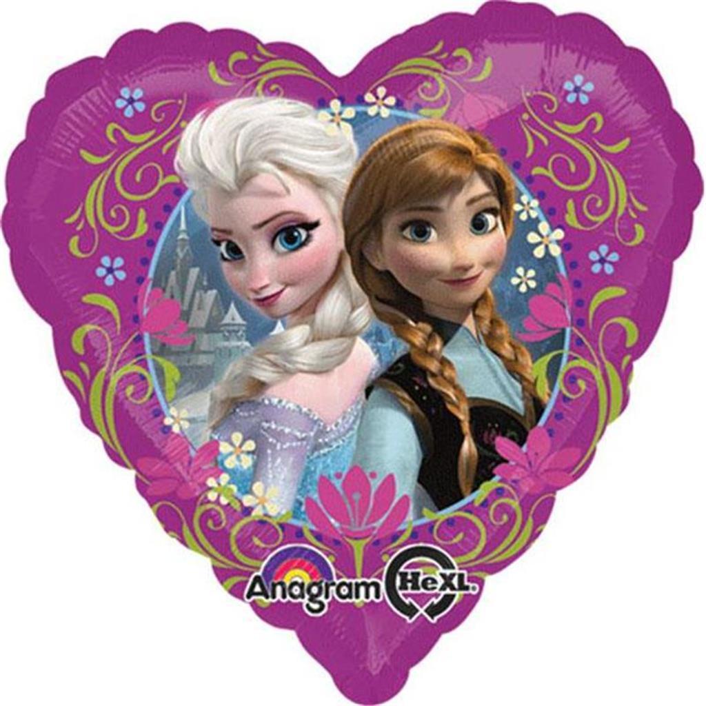 Disney Frozen Heart Shape Foil Mylar Round Balloon Birthday Party Suppli... - $3.95