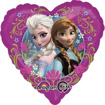 Disney Frozen Heart Shape Foil Mylar Round Balloon Birthday Party Suppli... - $3.95