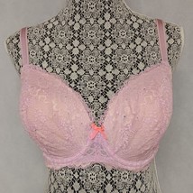 Victoria&#39;s Secret Dream Angels Lined Demi Bra 34DDD Pink Floral Lace Rhi... - £14.65 GBP