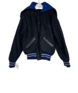 Sports Authority Men&#39;s Button Up Hoodie Long Sleeve Jacket, Black/Royal,... - $94.04