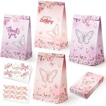 Butterfly Candy Gift Bags 24 Pieces Pink And Purple Bags Rainbow Party Decoratio - £14.15 GBP