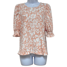 Parker Womens Small Pullover Top Orange Poppy Floral Ruffle Short Sleeve NWT - £37.36 GBP