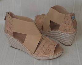 Gentle Souls Colleen Platform Espadrille Sandal Peep Toe Cork Wedge Size... - $29.69