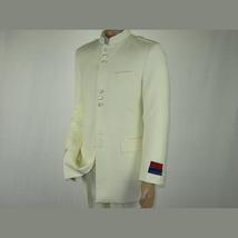 Mens Apollo  King  Banded Collarless suit Chinese Mandarin Wide leg AG97 Ivory image 3