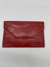 Graphic Image Pebbled Leather Envelope Wallet Red Slim Snap Closure - $26.59