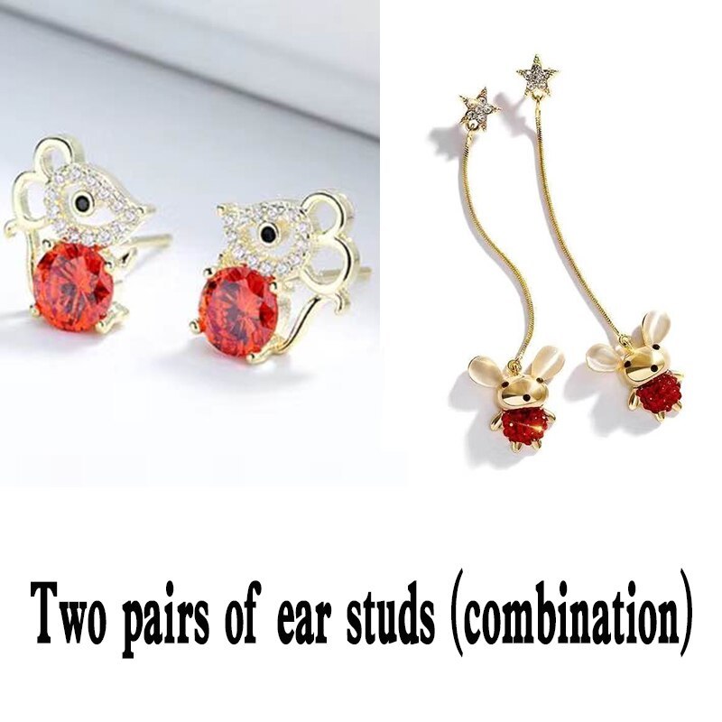 Korean Style Red Long Earrings Shape Pendant Exquisite Metal Fashion Stud Earrin - £10.32 GBP