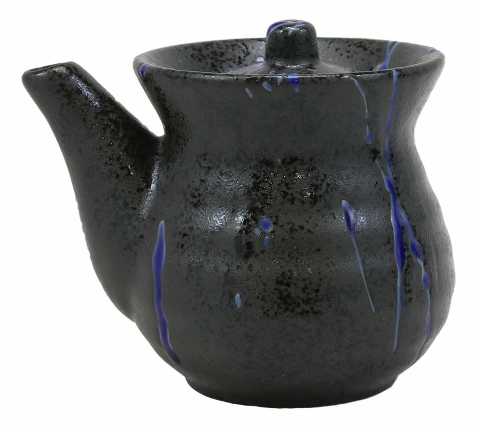 Pack of 2 Speckled Black Blue Japanese Tenmoku Porcelain Soy Sauce Dispensers Item image 2
