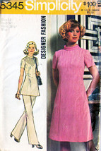 Misses&#39; Dress Or Tunic &amp; Pants Vintage 1972 Simplicity Pattern 5345 Sz 12 Uncut - £8.95 GBP