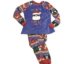 Christmas Pajamas Womens M Med Happy Holla Days Santa Two Piece Holidays  - £42.79 GBP