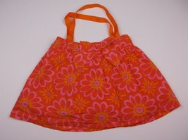 HANDMADE UPCYCLED KIDS PURSE ORANGE FLOWER SKIRT 18X10 INCHES UNIQUE ONE... - $4.99
