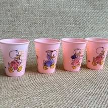 Vintage Disney Huey Dewey Louie Pink Plastic Cups Set of 4 Pajamas 1970s... - $631.50 MXN