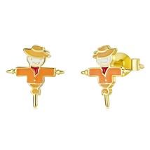 WOSTU 925 Silver Autumn-Scarecrow Leaf Pumpkin Stud Earrings Ear Buckles Simple  - £16.05 GBP