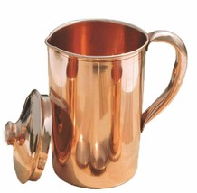 Glatter Wasserkrug aus reinem Kupfer Kupferkrug für ayurvedische... - $21.53