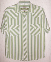 EXCELLENT MENS ARIZONA GREEN STRIPE WESTERN  PEARL SNAP SHIRT  SIZE M - £18.34 GBP