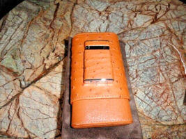 Brizard  "Show Band" 3 Cigar Case Gordo & Sottile  Lighter Ostrich Tan NIB image 3