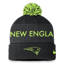 New England Patriots Nike Volt Cuffed Knit Hat with Pom - Black Neon Brand New - £65.78 GBP