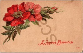 1900s A Joyous Eastertide Holiday Postcard With Red Roses 1909 PM - £14.25 GBP